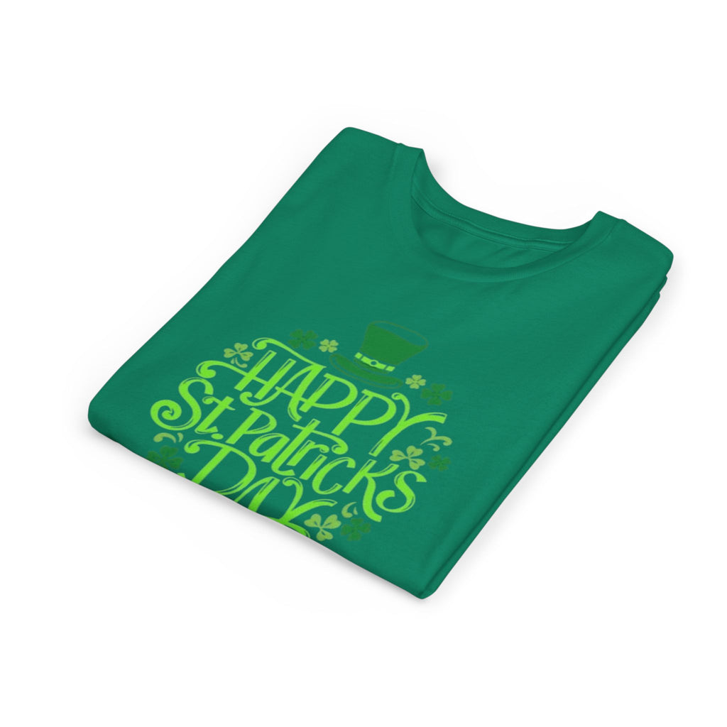 Youth Tee — Happy St. Patrick's Day Green Lettering Kids Shirt