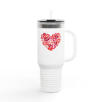 40oz Insulated Travel Mug — Pink Lipstick Kiss Heart Design