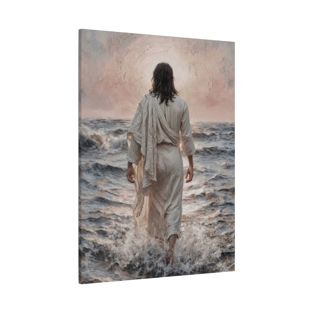 Jesus Walking on Water Matte Canvas Print