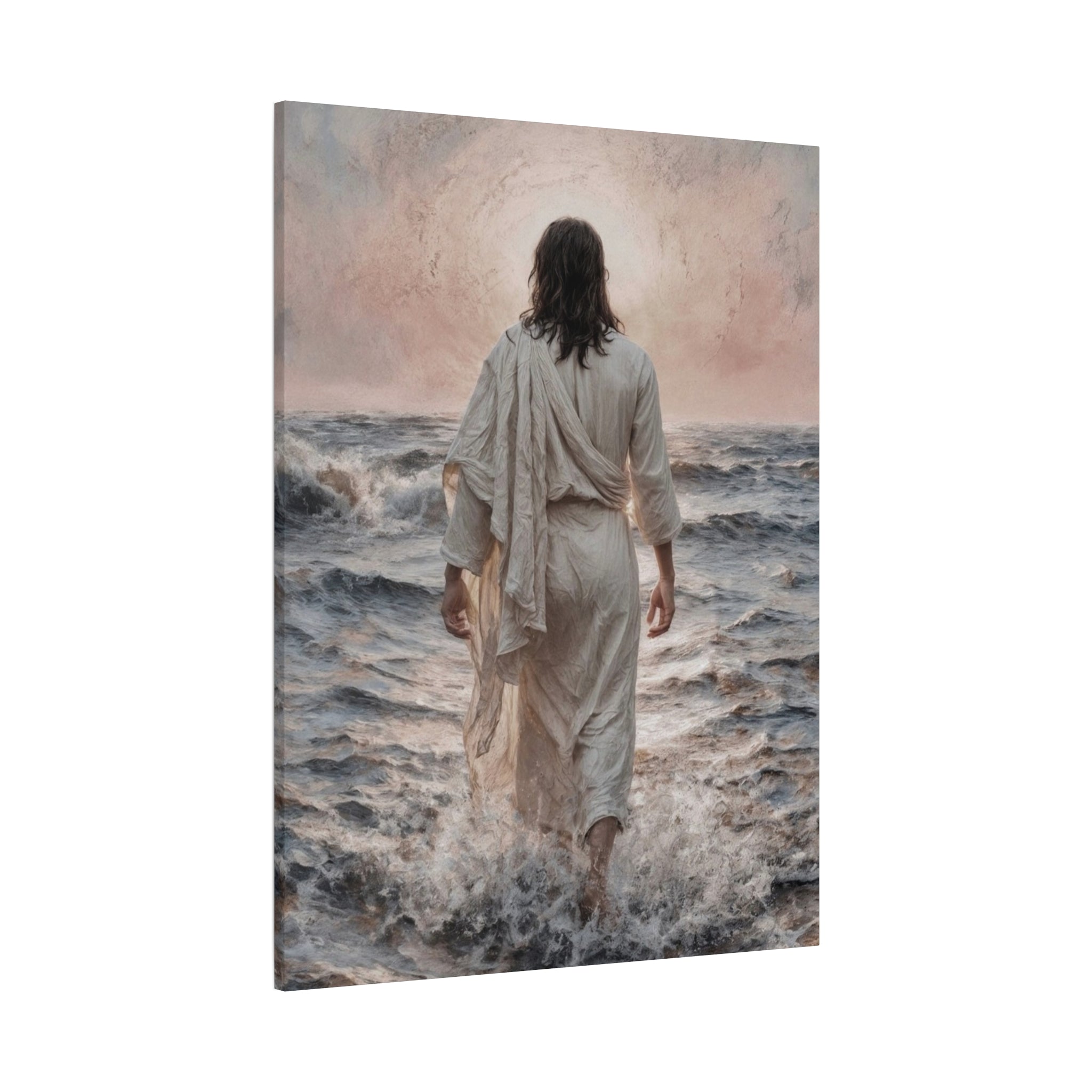 Jesus Walking on Water Matte Canvas Print