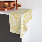 Sunflower Sketch Hand Towel — Yellow Floral Kitchen & Bathroom Accent