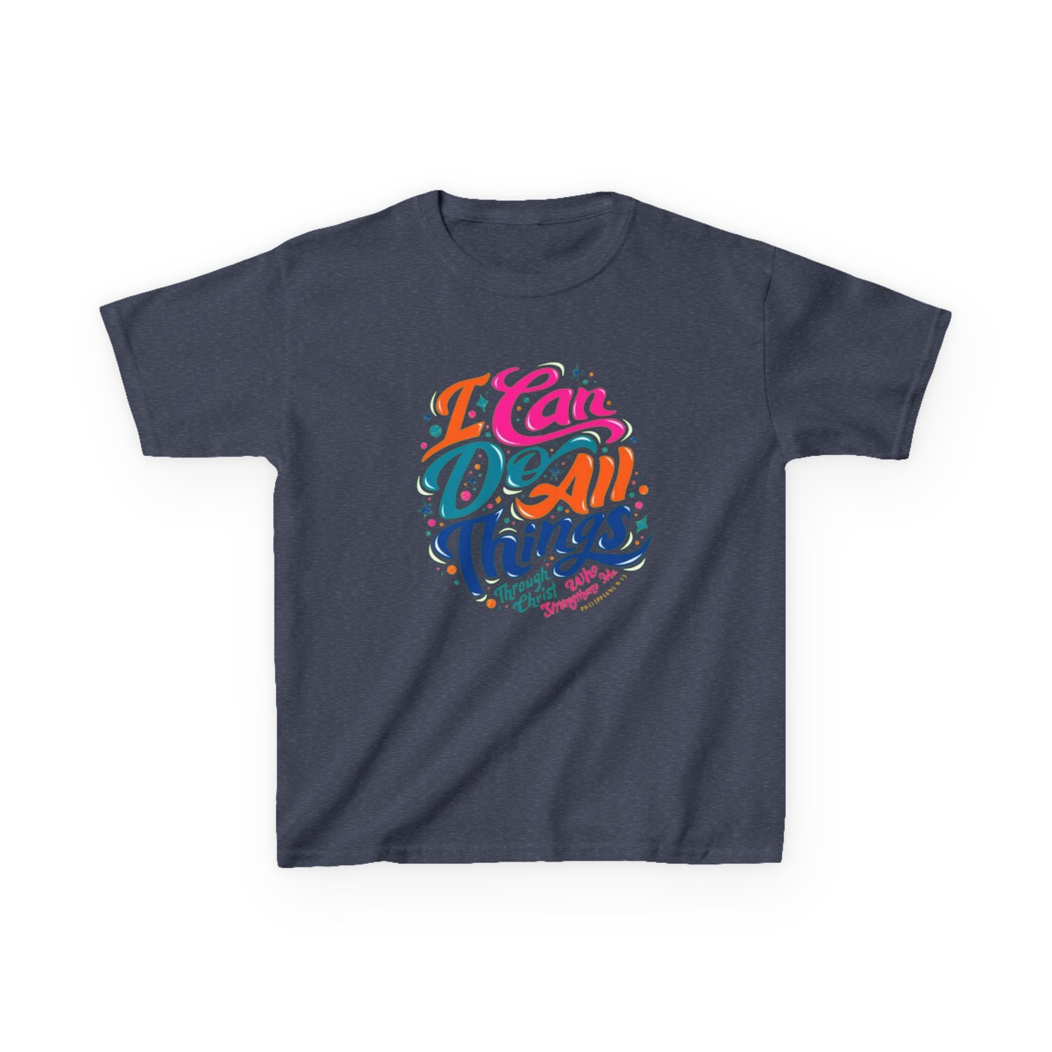 Kids T‑Shirt — "I Can Do All Things" Inspirational Rainbow Tee