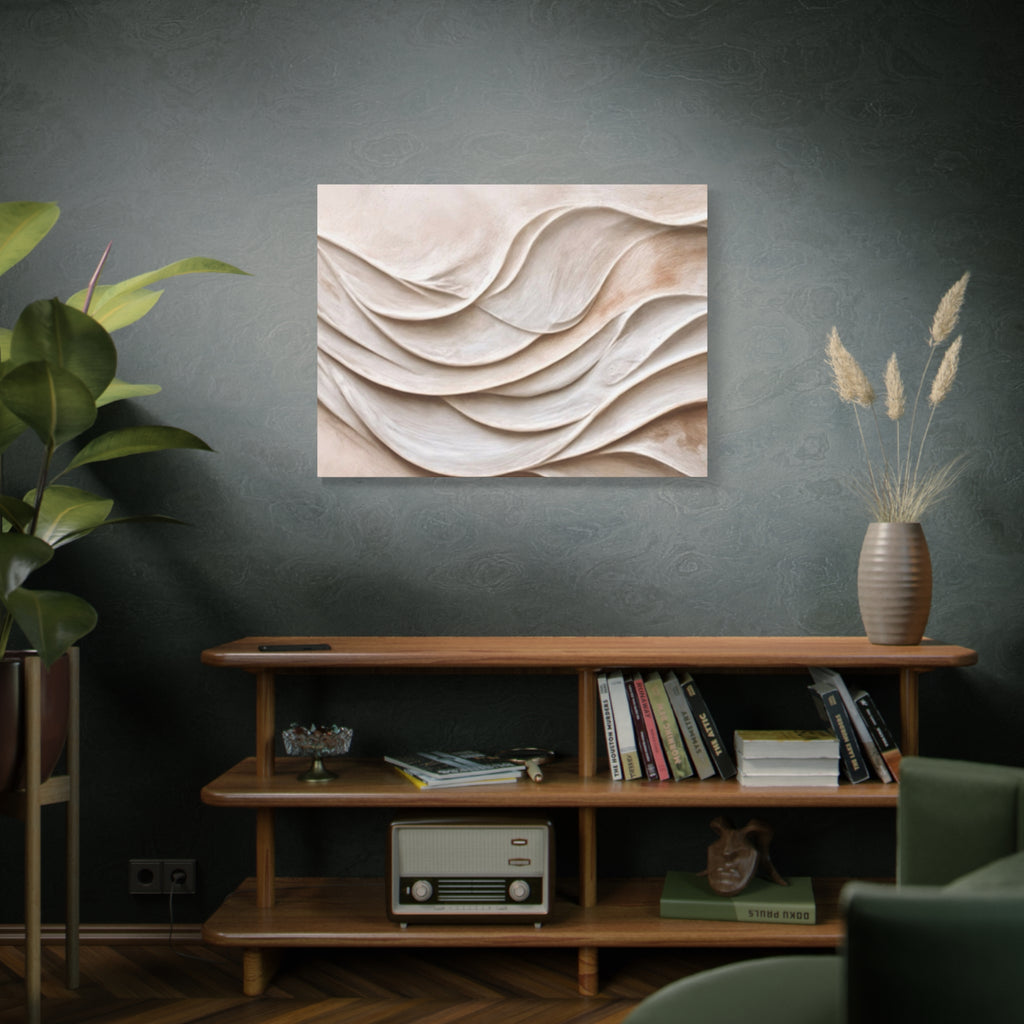 Neutral Abstract Wave Texture Matte Canvas Wall Art