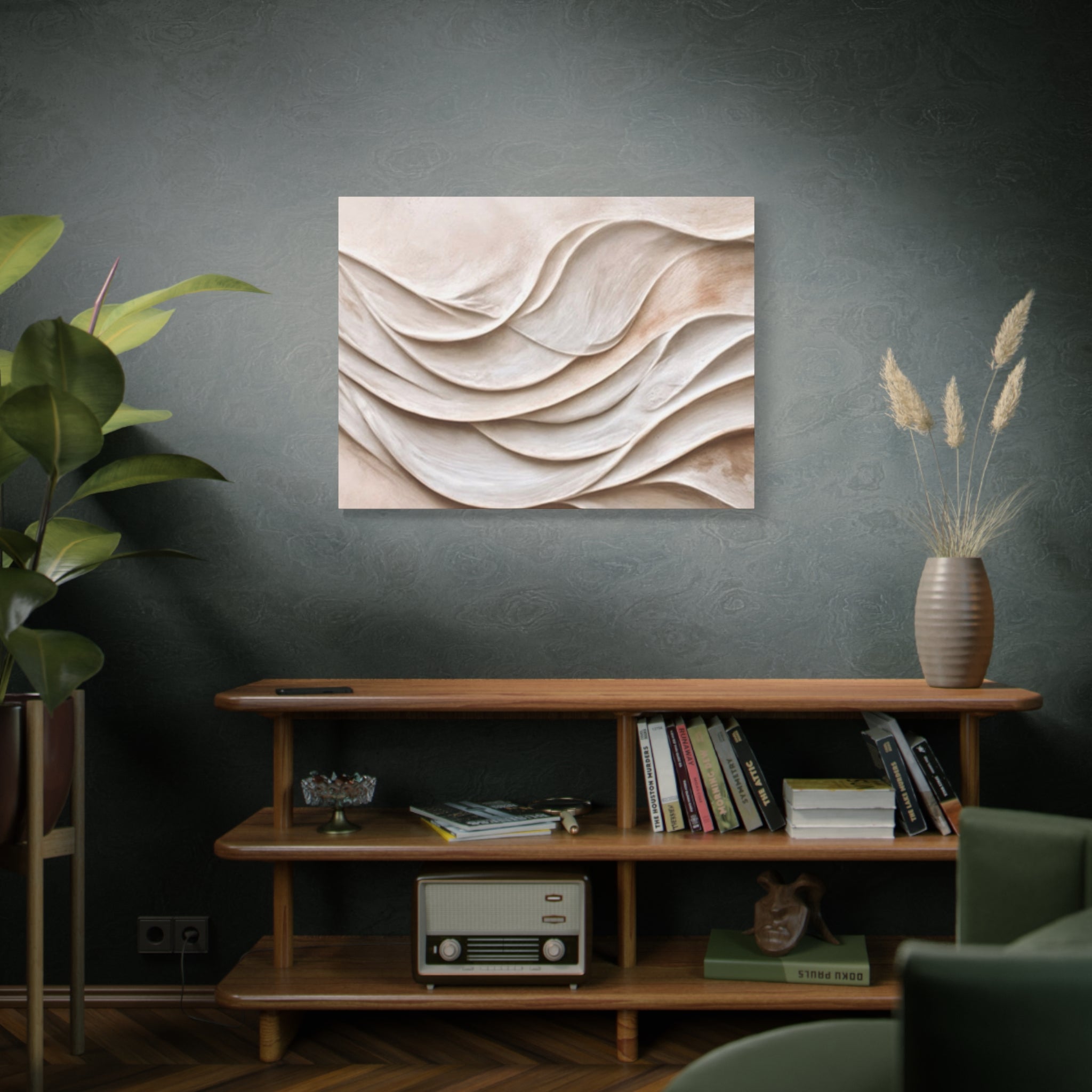 Neutral Abstract Wave Texture Matte Canvas Wall Art