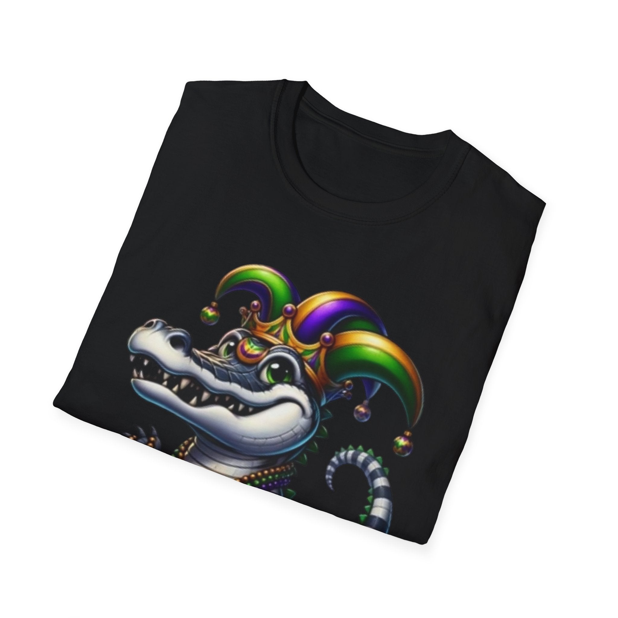 Mardi Gras Jester Alligator T-Shirt — Carnival Croc Graphic Tee