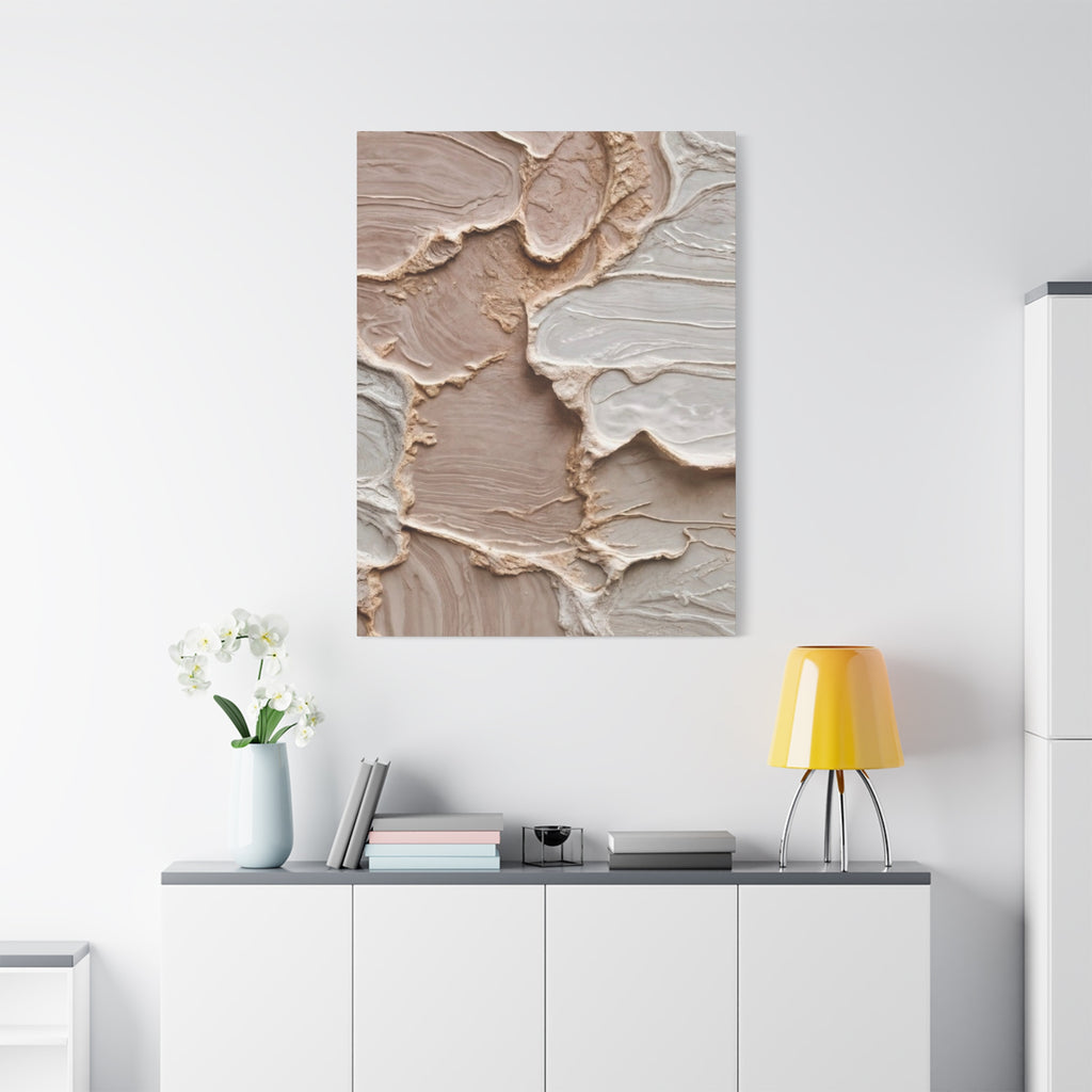 Neutral Textured Abstract Canvas Print — Beige & Cream Wall Art, Matte Stretched 1.25"