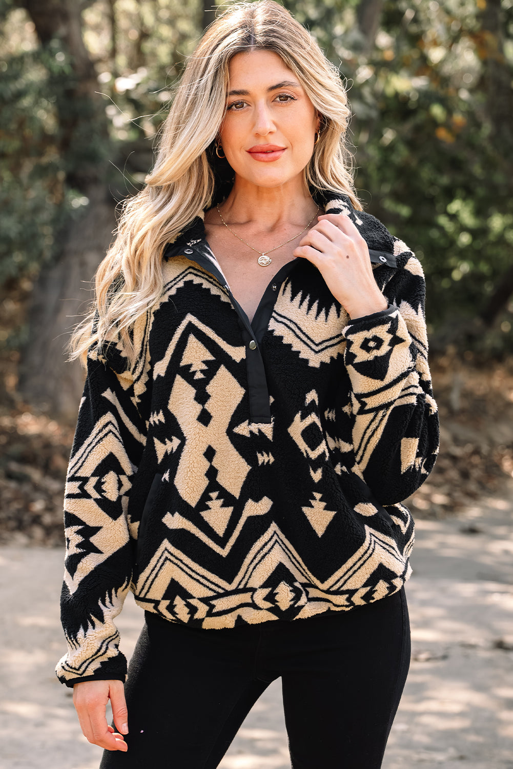 Aztec Western Plush Sweatshirt