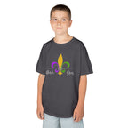 Kids Tee — Mardi Gras Fleur-de-Lis Carnival Shirt (Purple Green Gold)