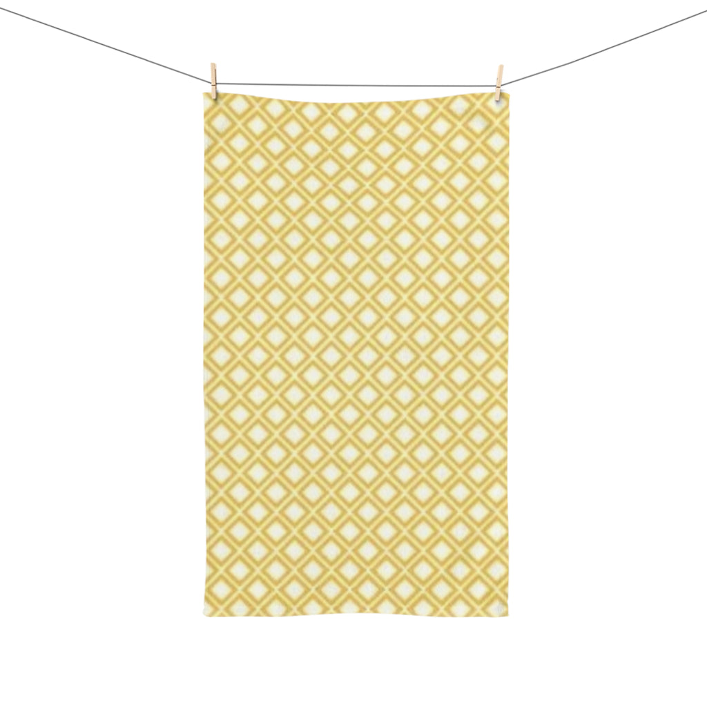 Yellow Lattice Hand Towel — Geometric Kitchen & Bath Accent