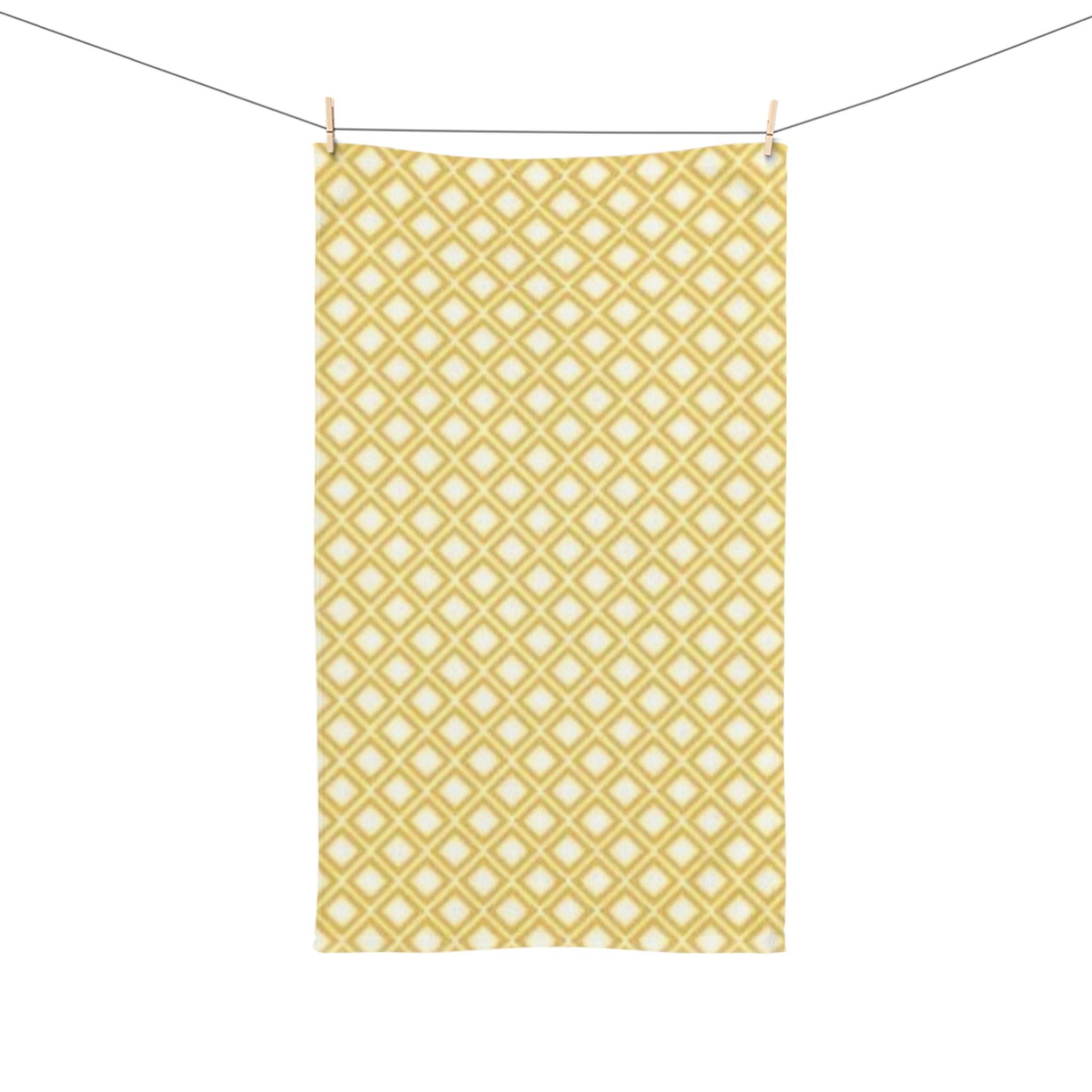 Yellow Lattice Hand Towel — Geometric Kitchen & Bath Accent