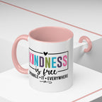 Kindness Is Free Accent Coffee Mug — Inspirational Pink Interior 11/15oz