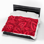 Plush Blanket — Red Heart Doodle Velveteen Throw (Valentine’s Day Gift)
