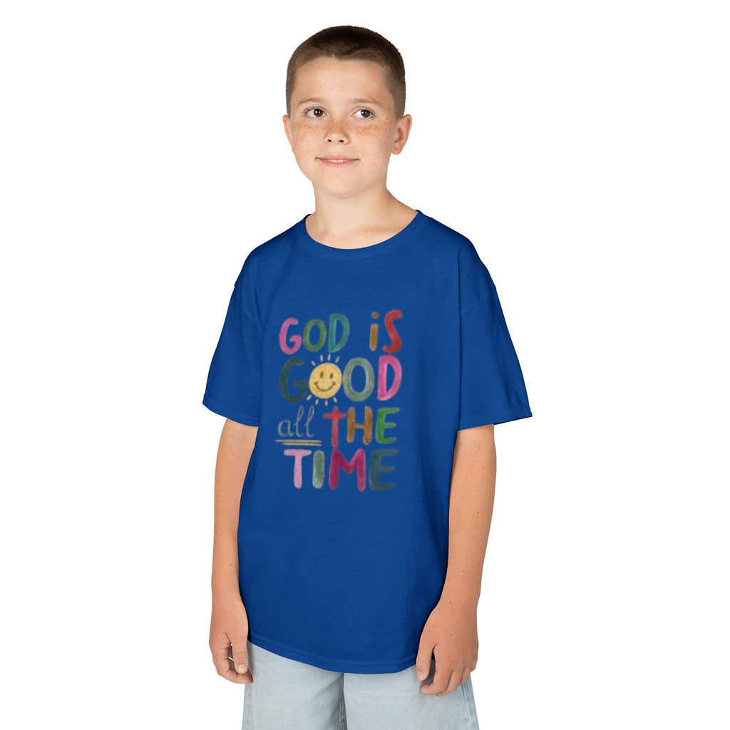 Kids Tee — "God Is Good All The Time" Colorful Faith Graphic