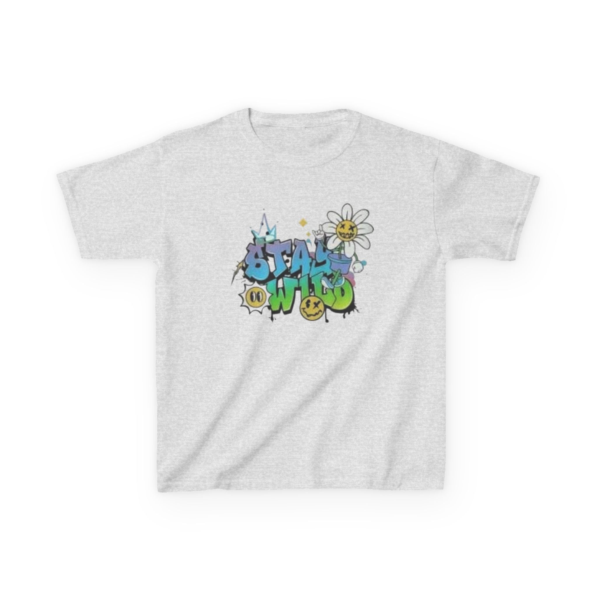 Kids Tee — "Stay Wild" Graffiti Daisy Graphic