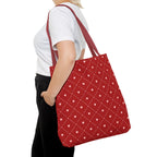 Valentine Red Diamond Heart Tote Bag — All-Over Print Canvas Shopper