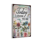 Today I Choose To Be Happy Canvas Wall Art — Floral Dragonfly Inspirational Quote