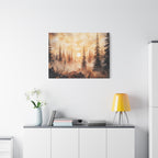 Canvas Wall Art - Misty Pine Forest Sunrise Matte Stretched Canvas