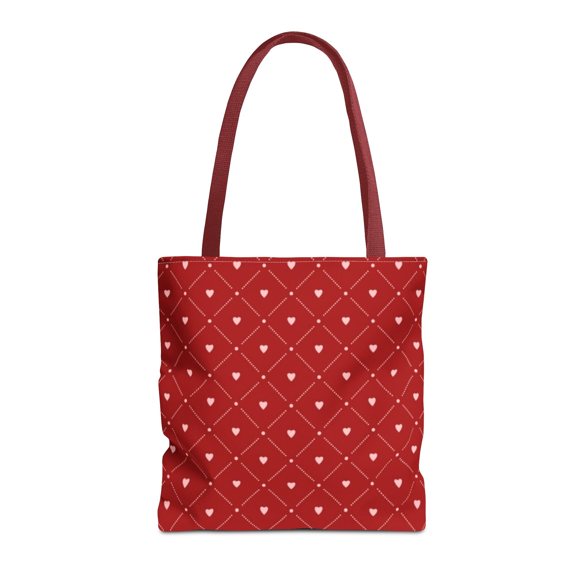 Valentine Red Diamond Heart Tote Bag — All-Over Print Canvas Shopper
