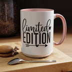 Limited Edition Accent Coffee Mug — Pink Interior, 'Limited Edition' Graphic (11/15oz)