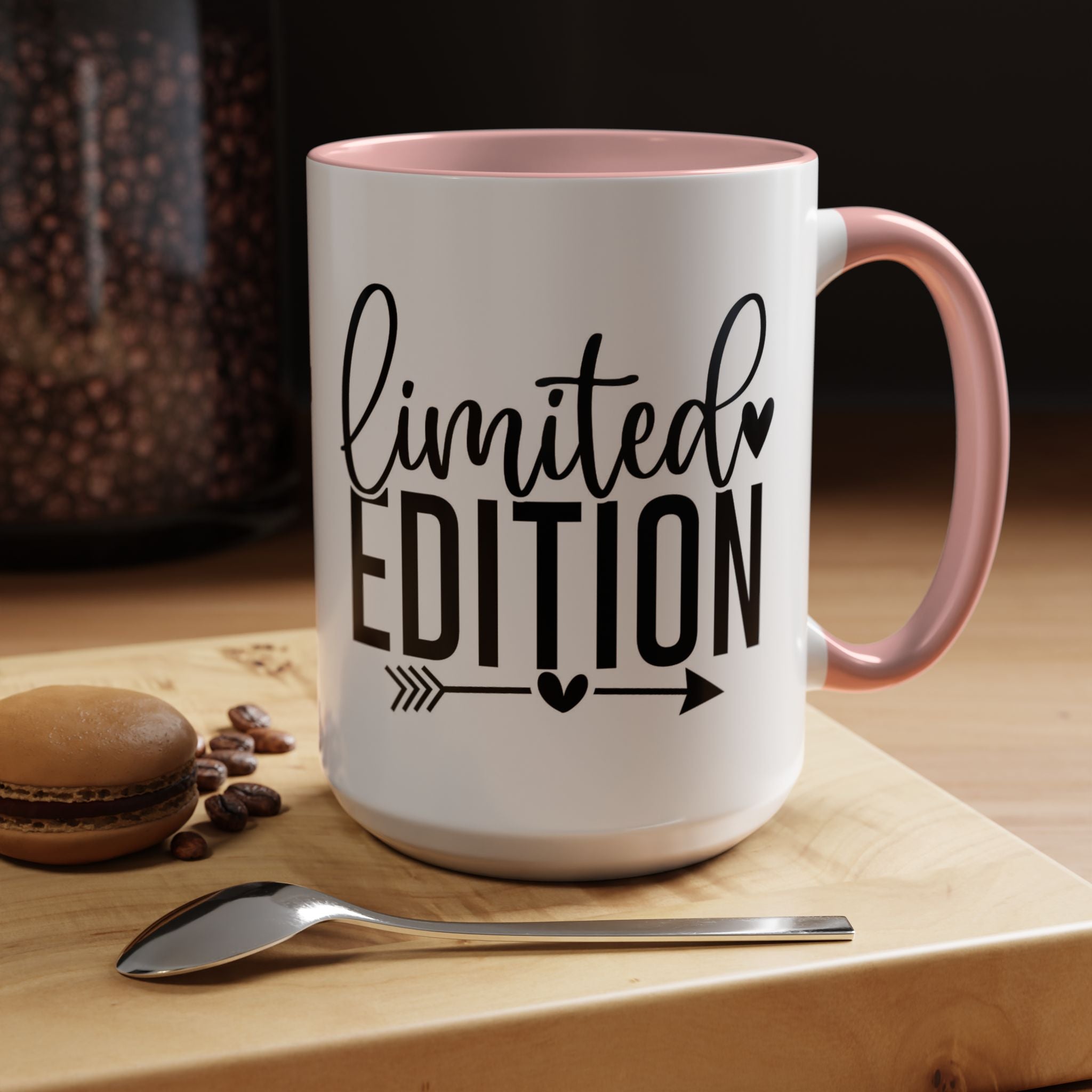 Limited Edition Accent Coffee Mug — Pink Interior, 'Limited Edition' Graphic (11/15oz)