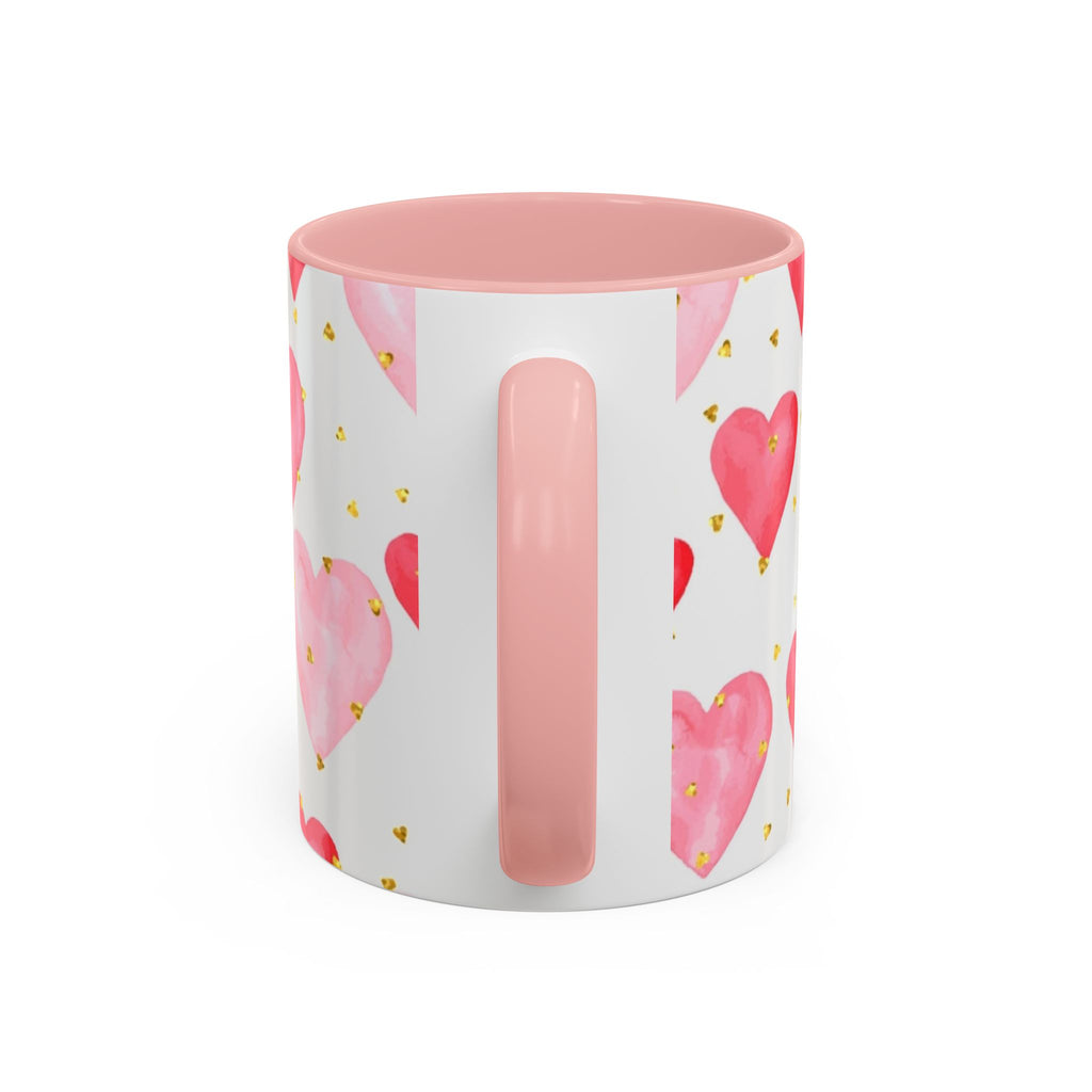 Pink Watercolor Hearts Accent Coffee Mug — Romantic Valentine’s Day Gift