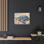 Blue Sea Turtle Canvas Art — Coastal Beach Wall Decor