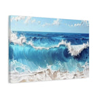 Ocean Waves Matte Canvas Wall Art — Blue Seascape Stretched Canvas