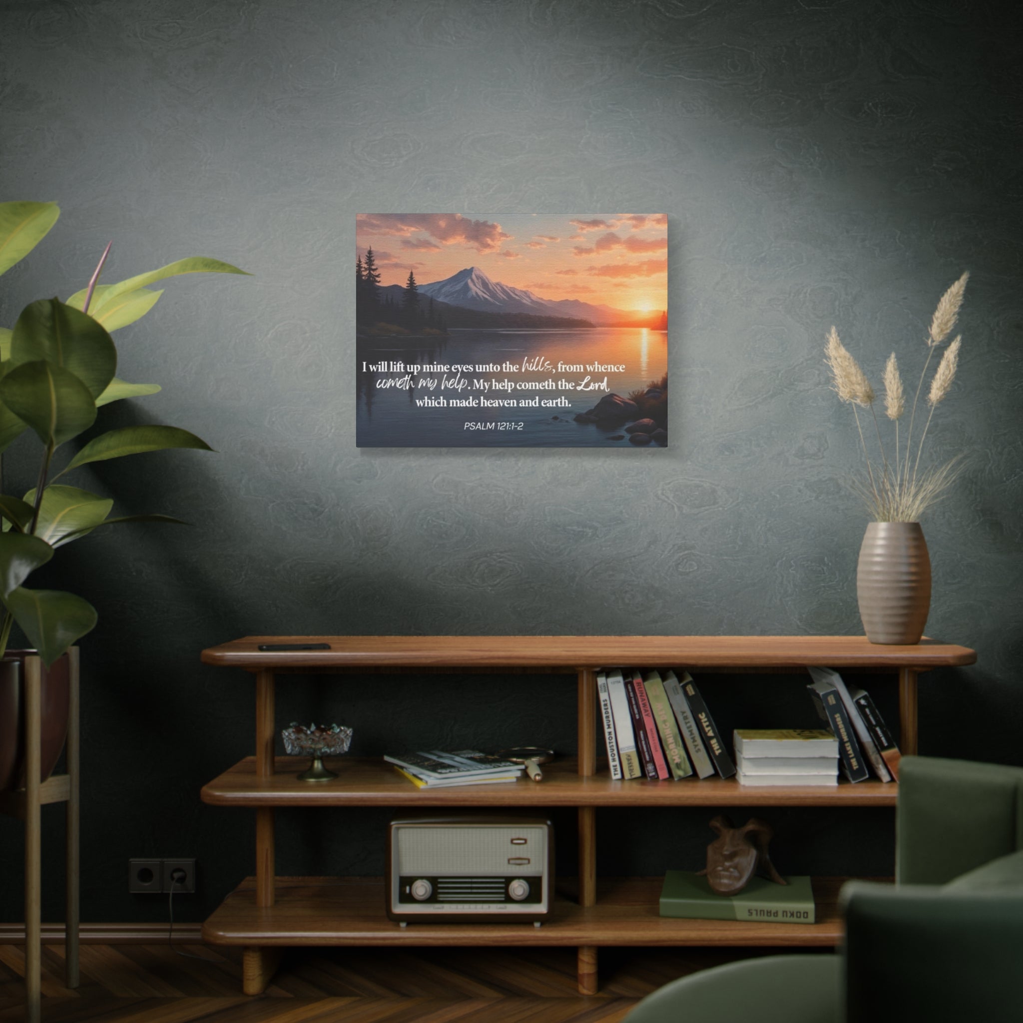 Psalm 121 Canvas Wall Art — "I Will Lift Up Mine Eyes unto the Hills" Inspirational Landscape