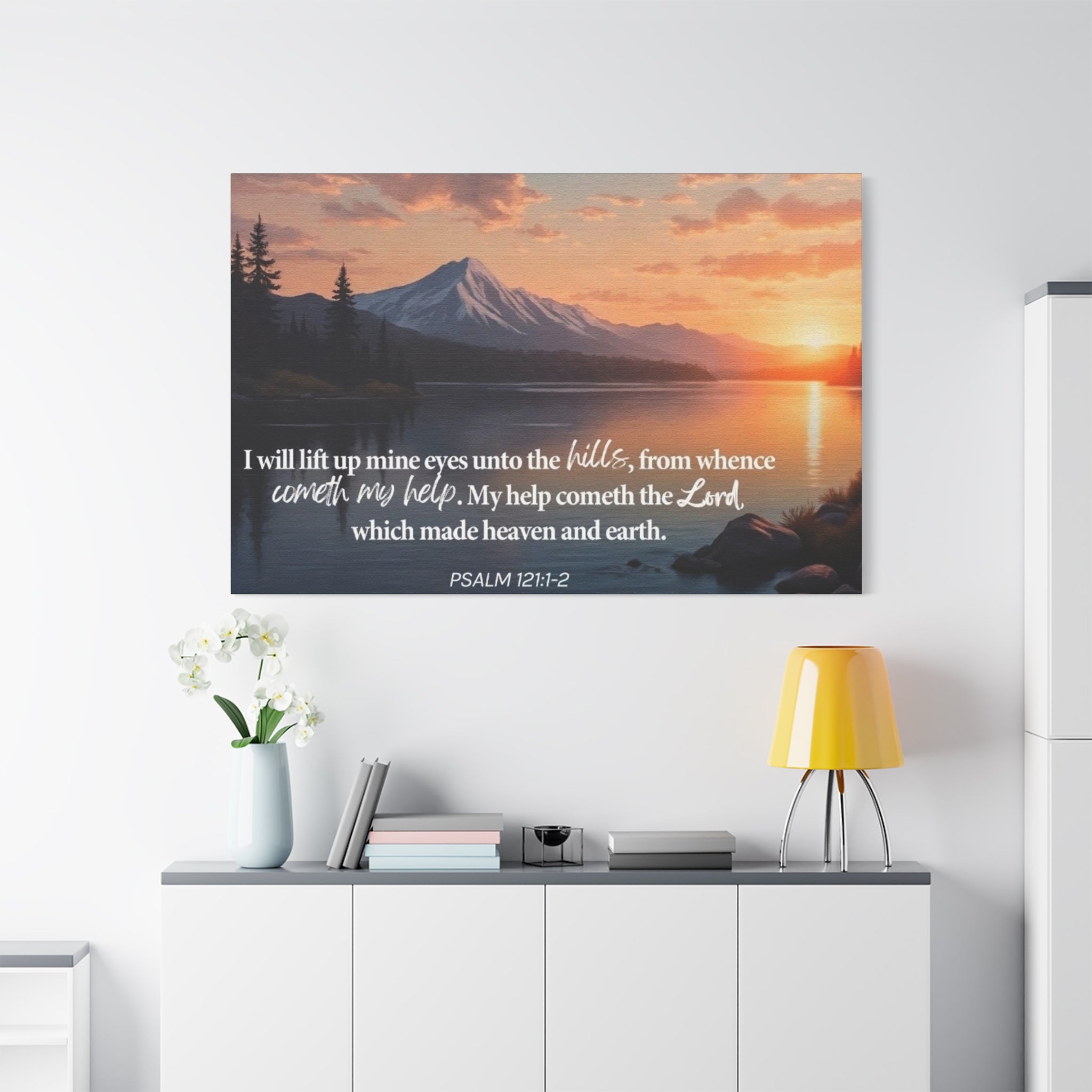 Psalm 121 Canvas Wall Art — "I Will Lift Up Mine Eyes unto the Hills" Inspirational Landscape