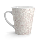 Floral Latte Mug — Soft Pink Hand-Drawn Flower Pattern Coffee Cup