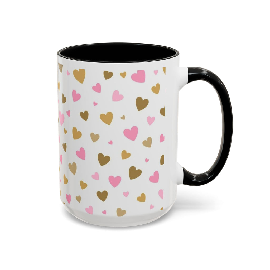 Pink & Gold Heart Accent Coffee Mug — Romantic Valentine’s Tea & Coffee Cup