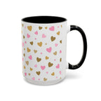 Pink & Gold Heart Accent Coffee Mug — Romantic Valentine’s Tea & Coffee Cup