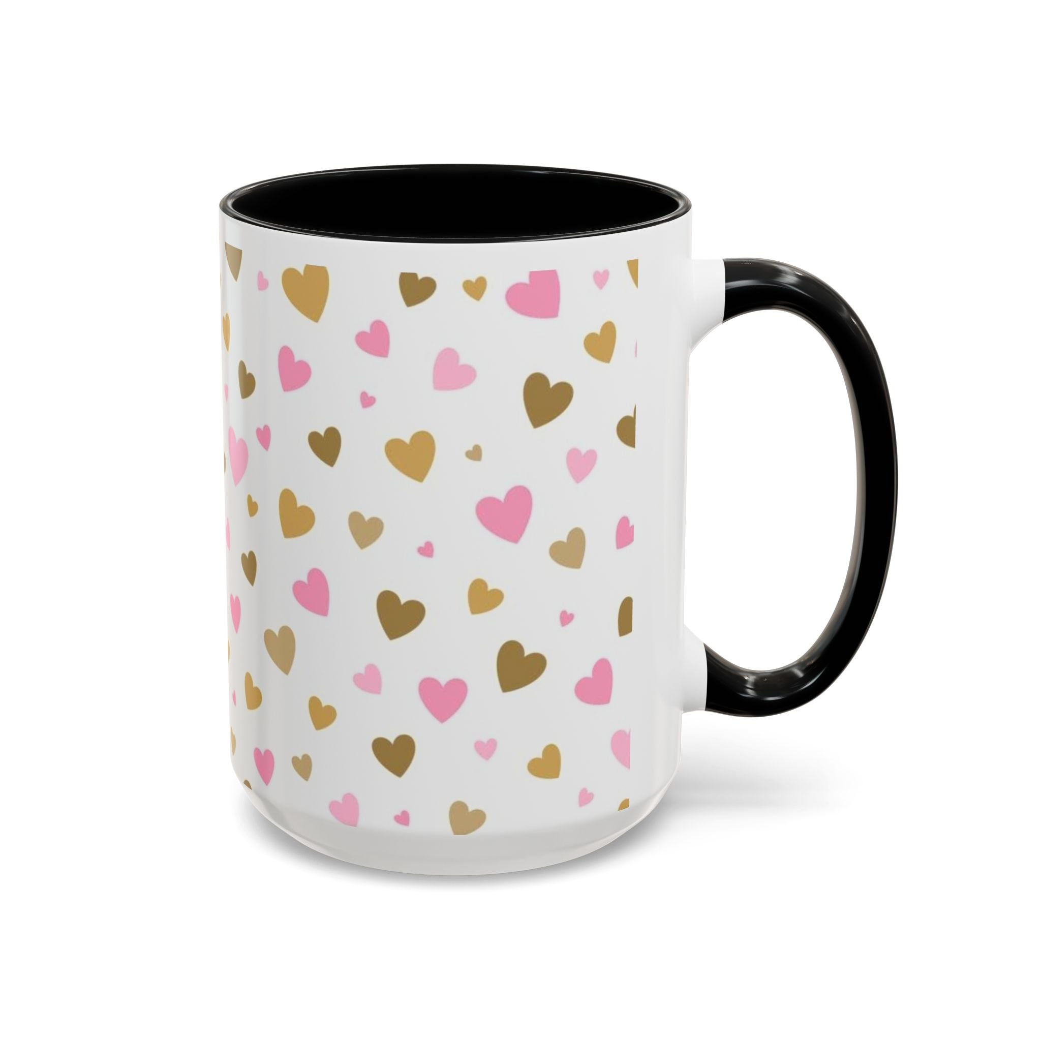 Pink & Gold Heart Accent Coffee Mug — Romantic Valentine’s Tea & Coffee Cup