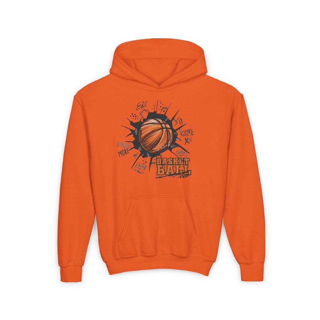 Youth Basketball Hoodie – "Basket Ball" Graphic Pullover for Kids