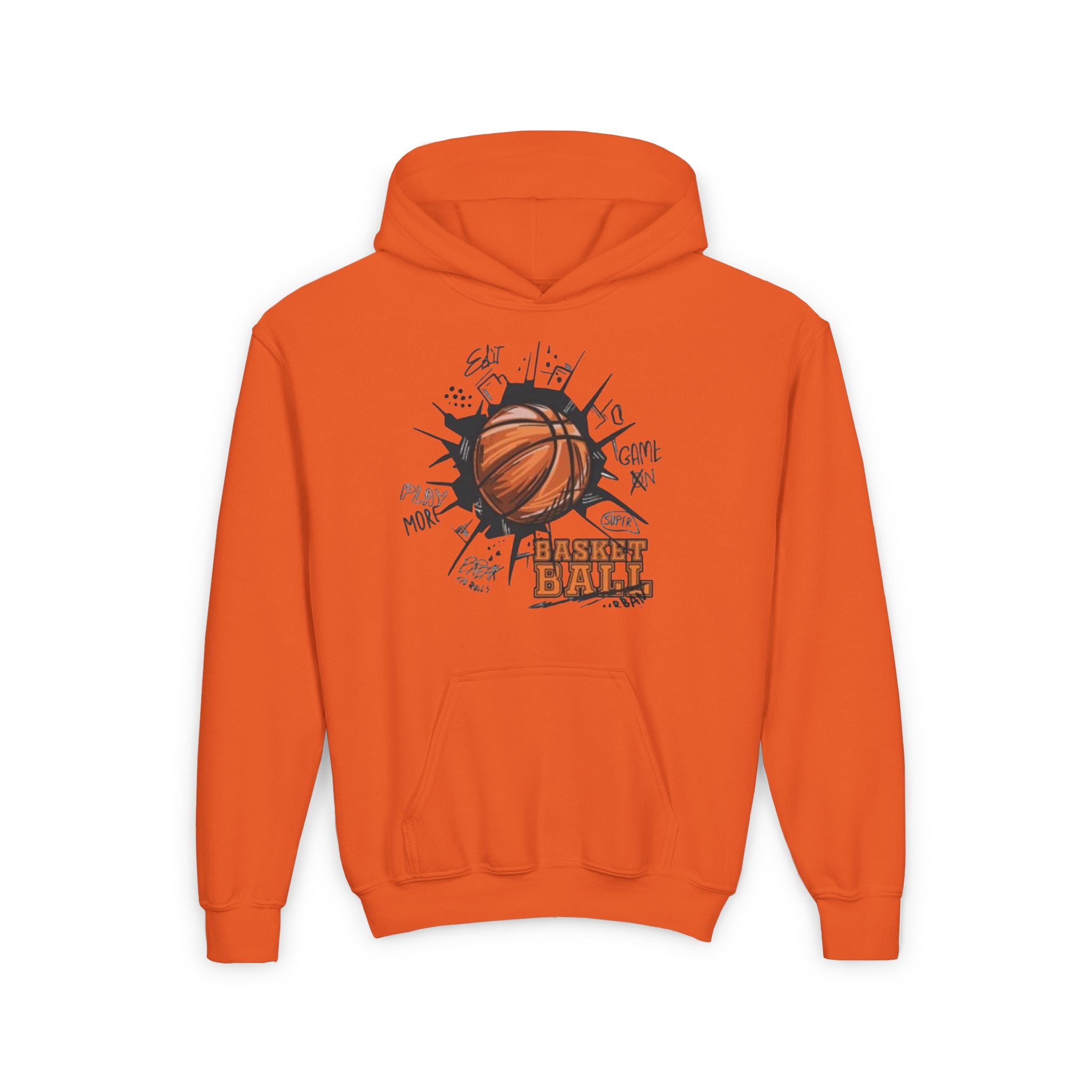 Youth Basketball Hoodie – "Basket Ball" Graphic Pullover for Kids
