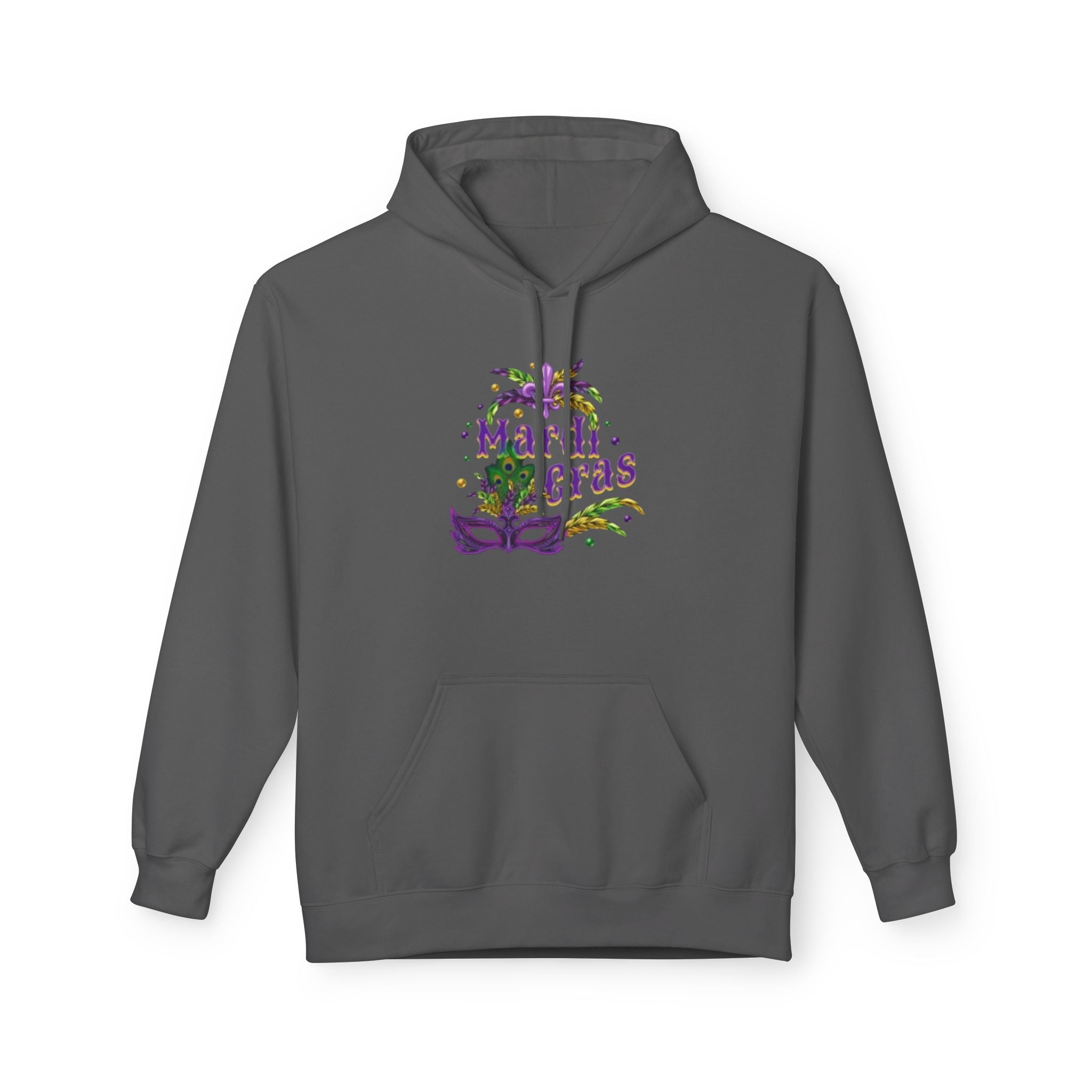 Mardi Gras Mask Hoodie — Purple Green Gold Carnival Pullover
