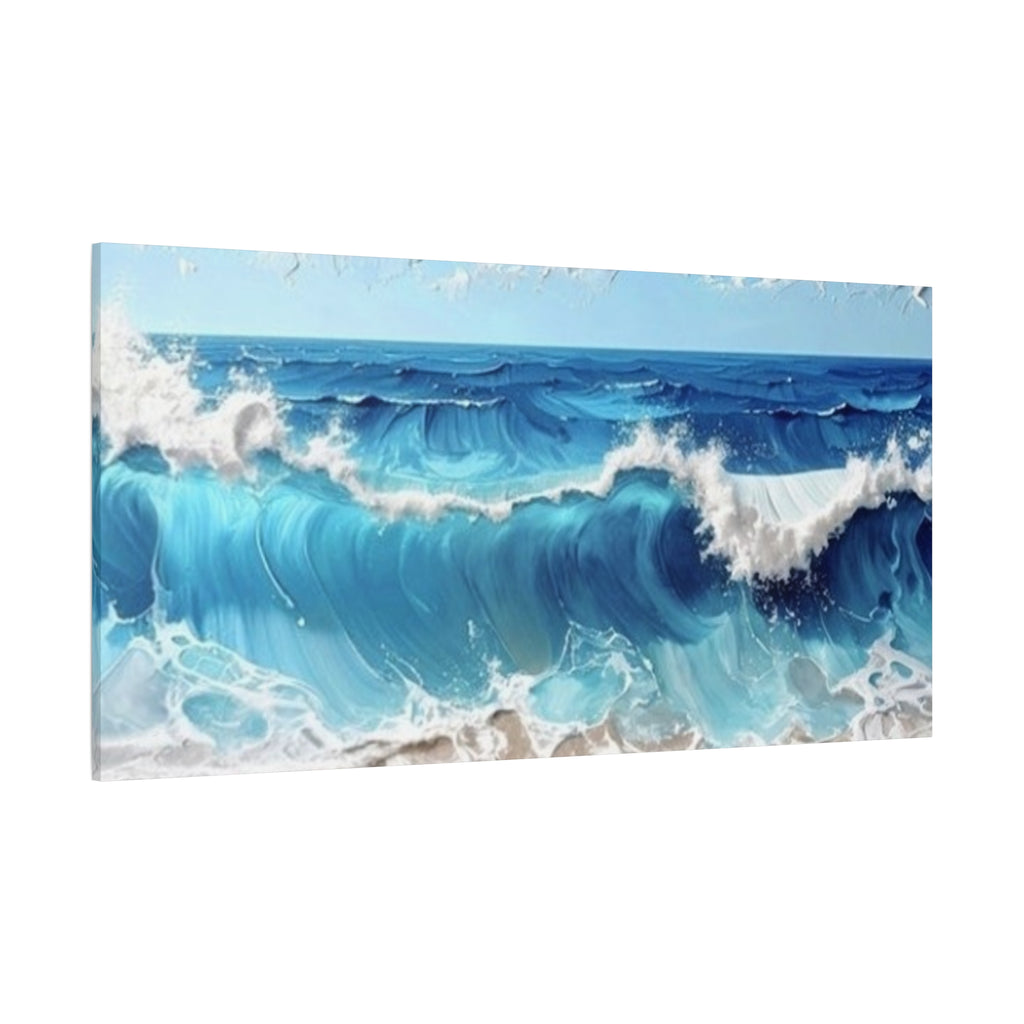 Ocean Waves Matte Canvas Wall Art — Blue Seascape Stretched Canvas