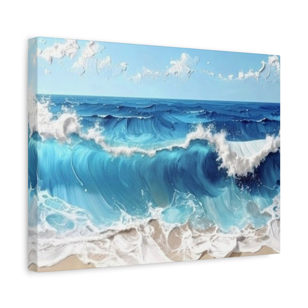 Ocean Waves Matte Canvas Wall Art — Blue Seascape Stretched Canvas