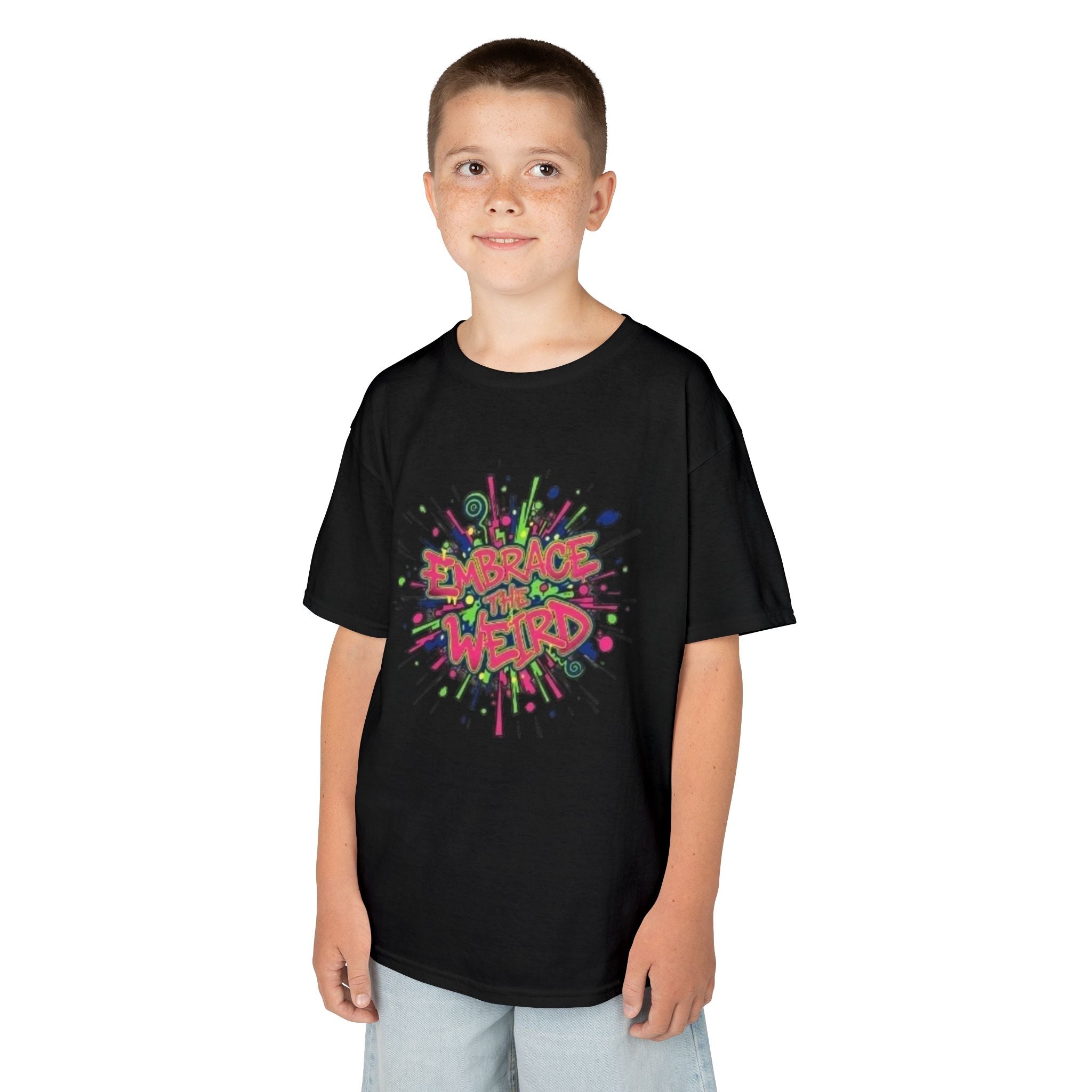 Kids T-Shirt — "Embrace Your Weird" Colorful Splash Graphic