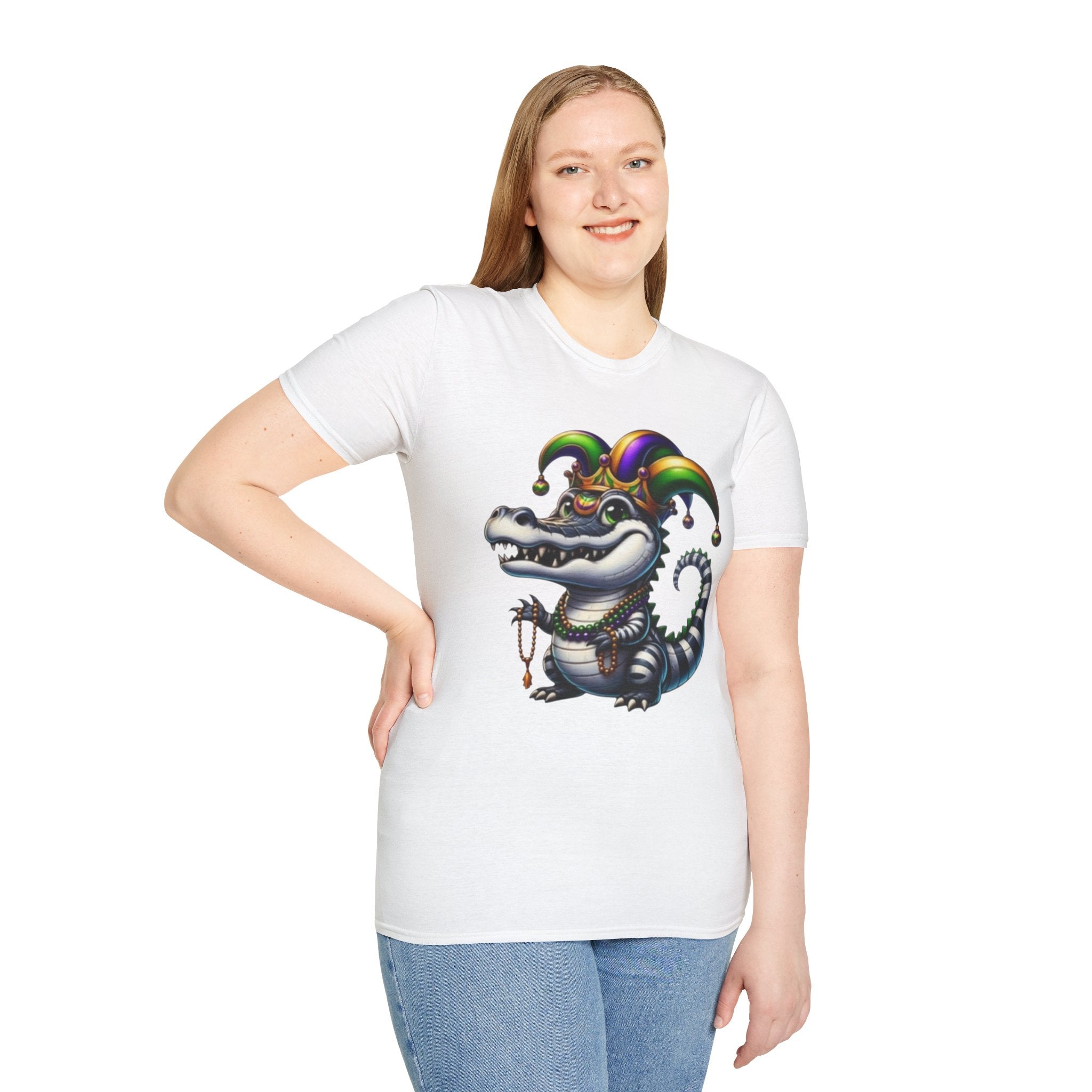 Mardi Gras Jester Alligator T-Shirt — Carnival Croc Graphic Tee