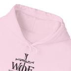 Hoodie — "W.O.F. Woman of Faith" Cross Christian Graphic Pullover