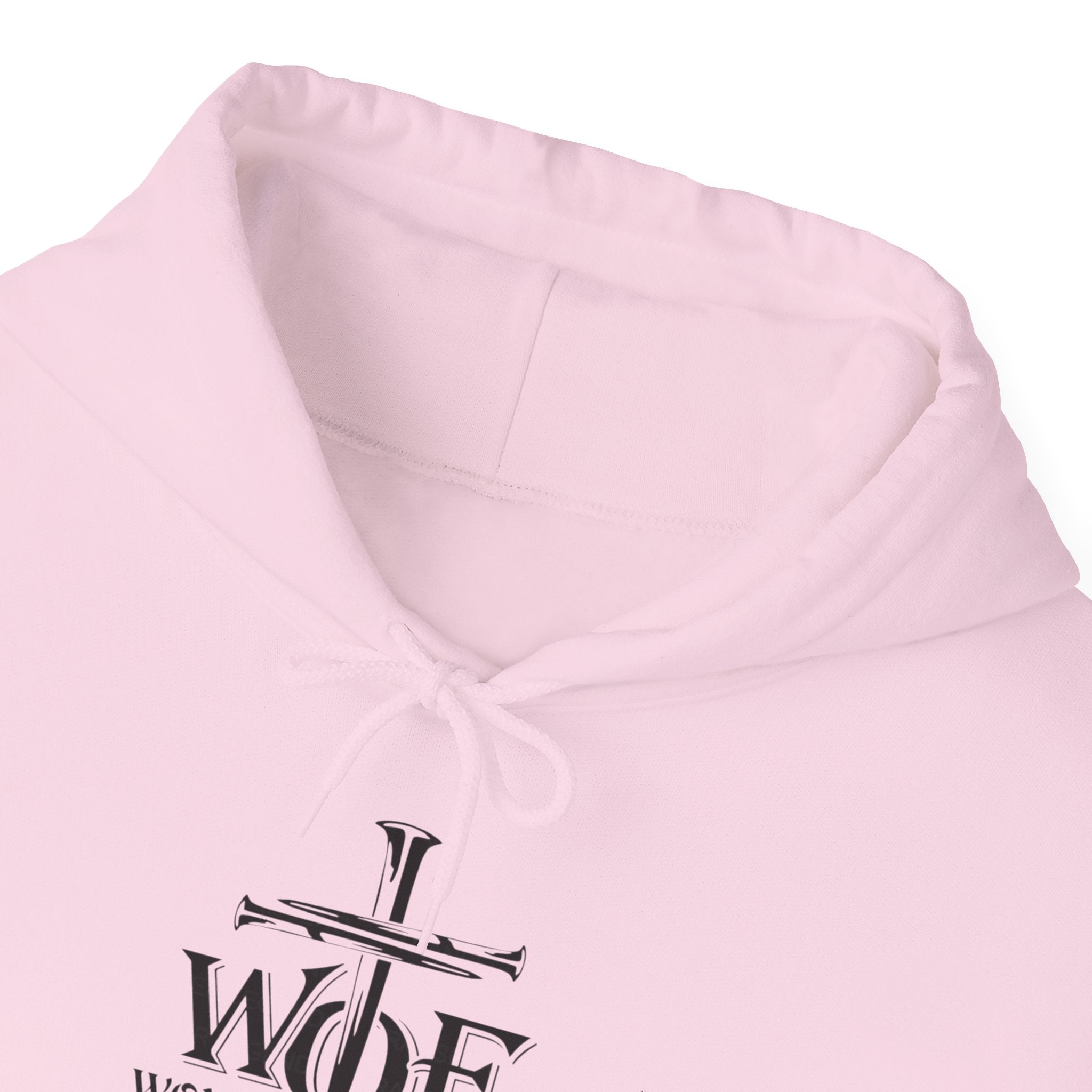 Hoodie — "W.O.F. Woman of Faith" Cross Christian Graphic Pullover