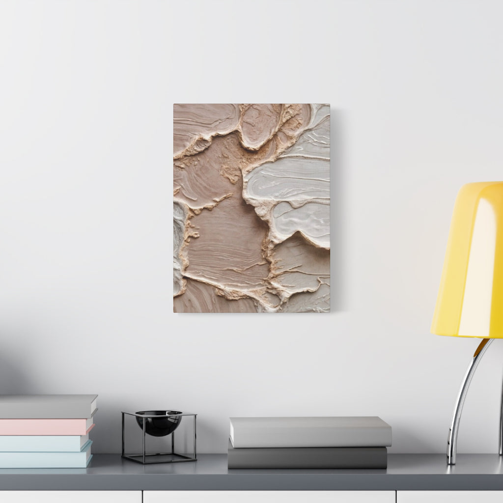 Neutral Textured Abstract Canvas Print — Beige & Cream Wall Art, Matte Stretched 1.25"