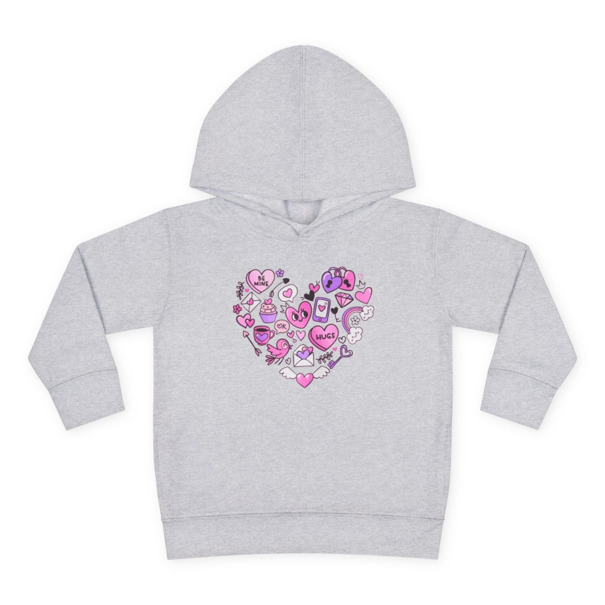 Toddler Heart Doodle Hoodie – Pink Love Icons Pullover