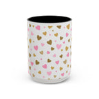 Pink & Gold Heart Accent Coffee Mug — Romantic Valentine’s Tea & Coffee Cup