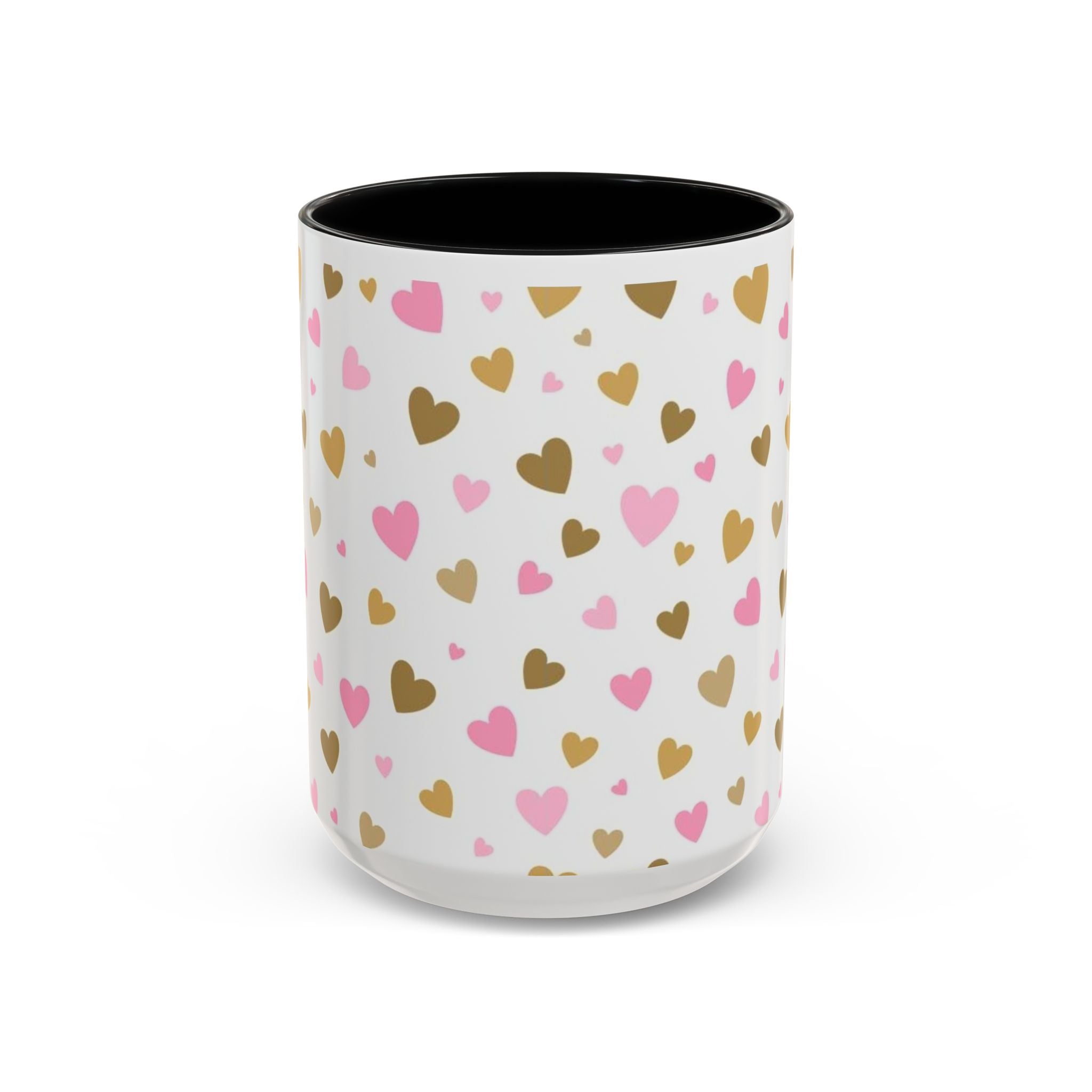 Pink & Gold Heart Accent Coffee Mug — Romantic Valentine’s Tea & Coffee Cup