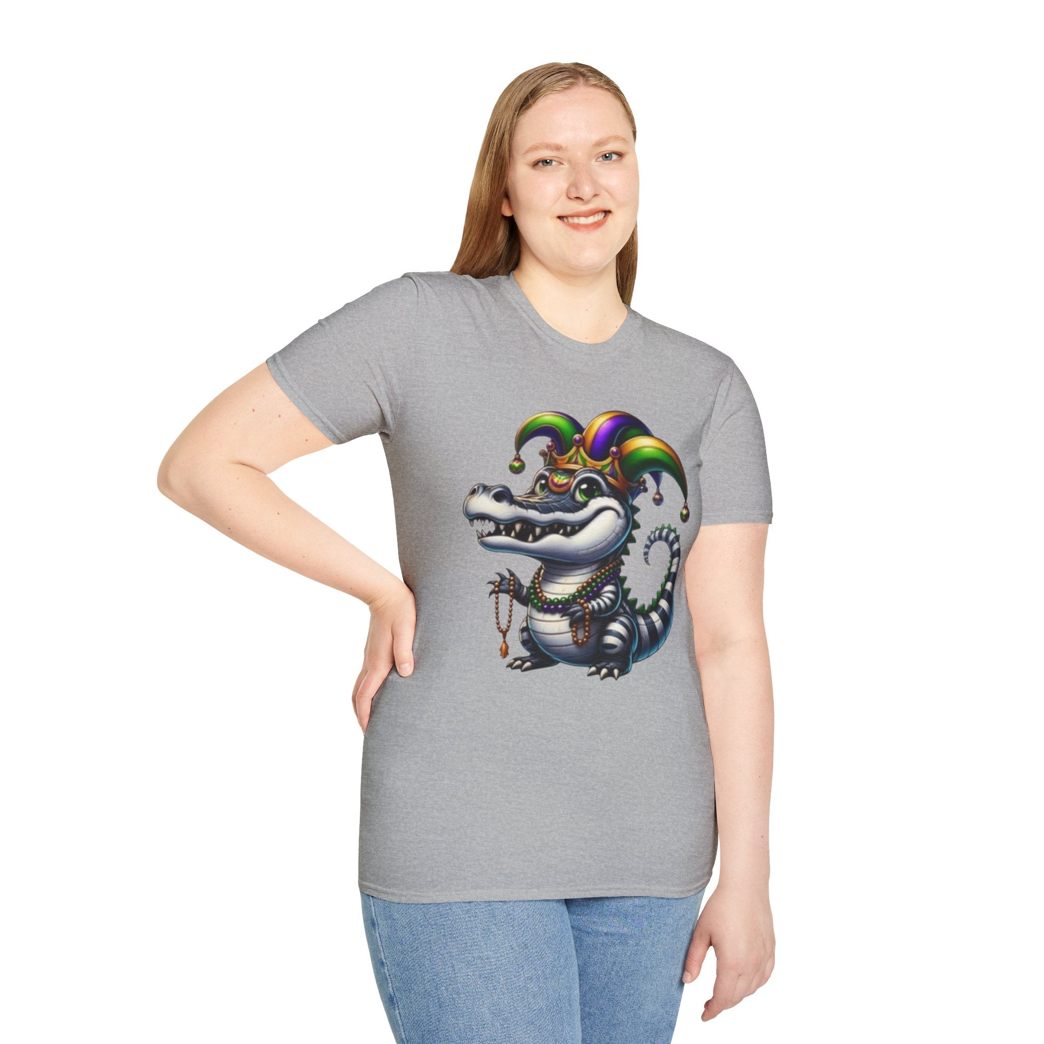 Mardi Gras Jester Alligator T-Shirt — Carnival Croc Graphic Tee