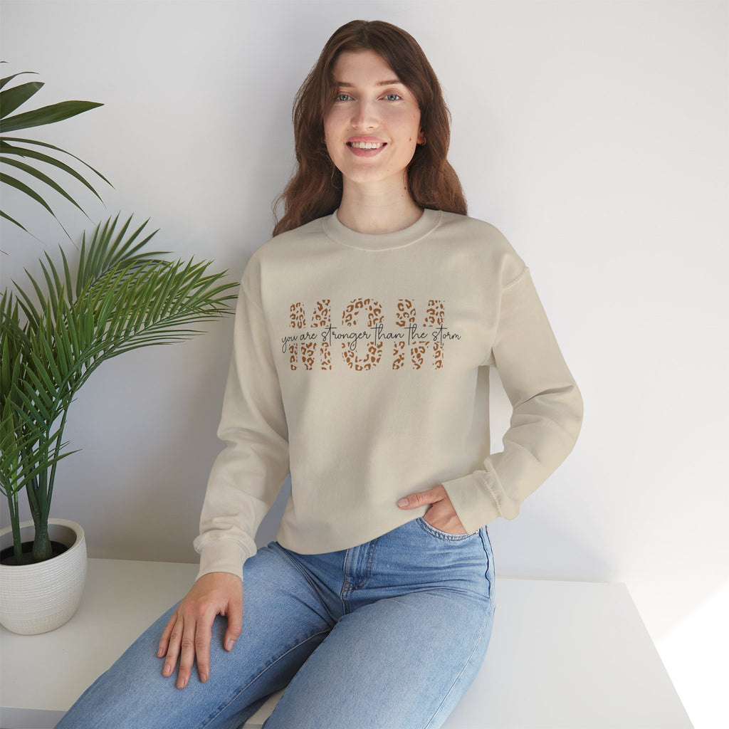 Mom Leopard Print Crewneck Sweatshirt - 'Mom' Script Graphic, Mother's Day Gift