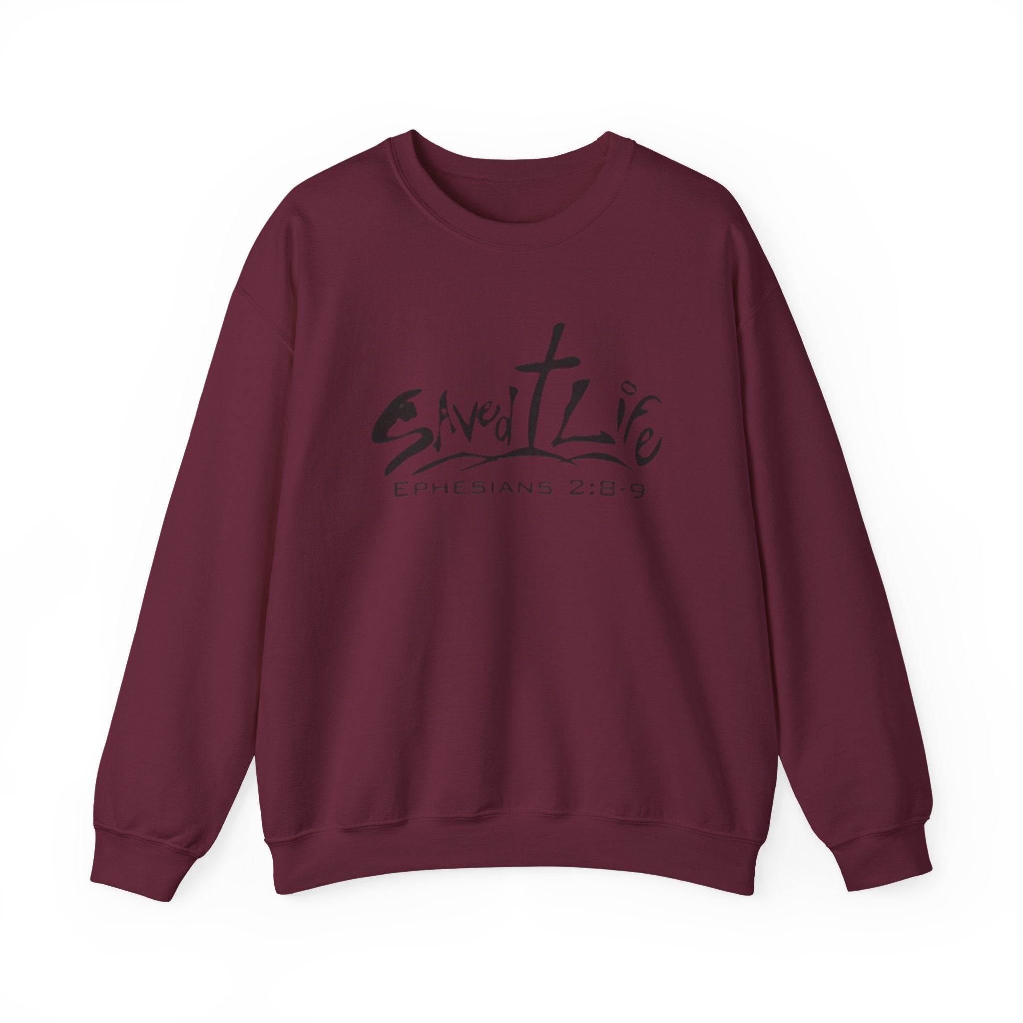 Christian 'Saved Life' Crewneck Sweatshirt — Ephesians 2:8-9 Faith Pullover