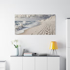 Coastal Serenity Matte Canvas Wall Art — Ocean Waves & Sandy Footprints